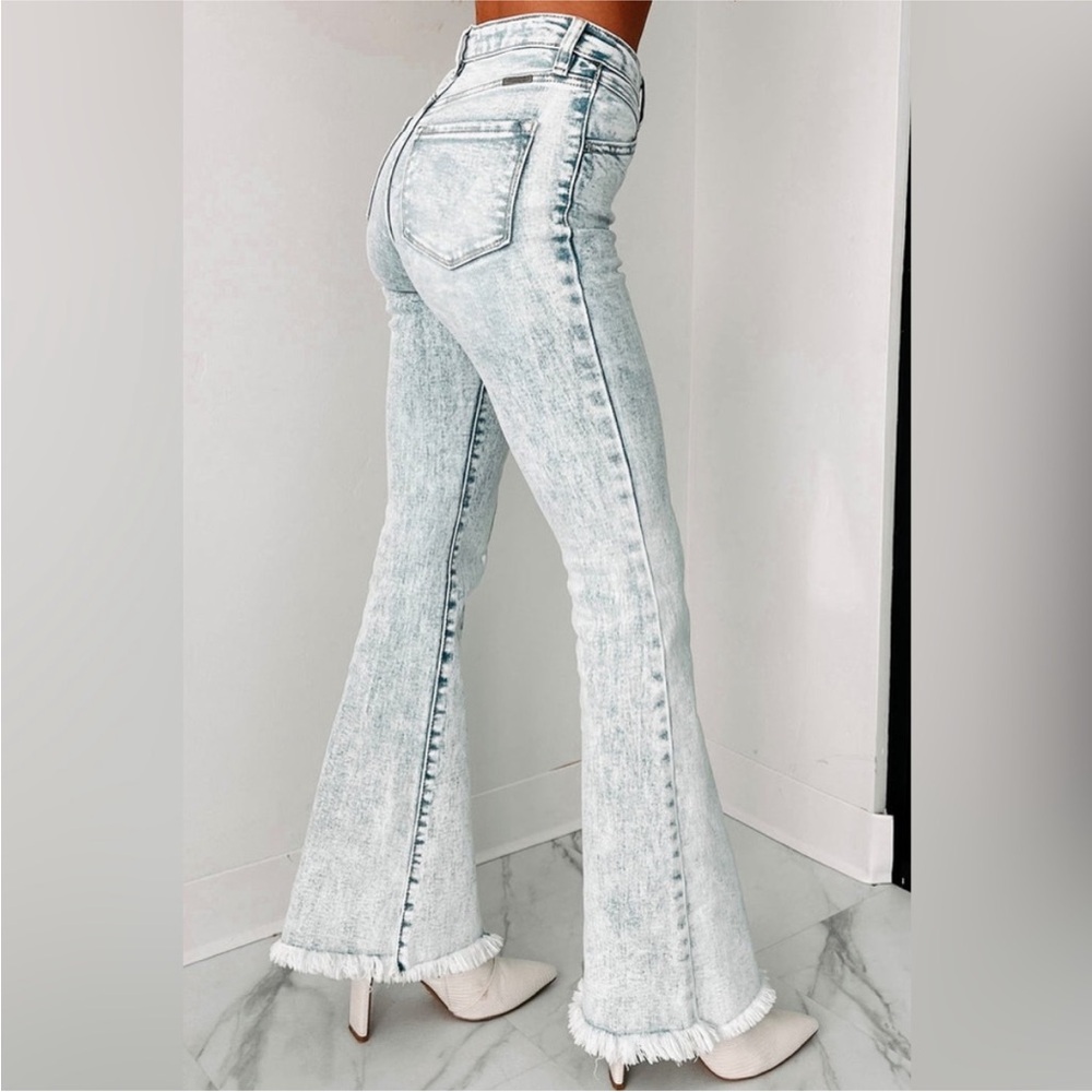 Kancan light plus size acid wash high rise flare denim boho bohemian jeans - Picture 10 of 13